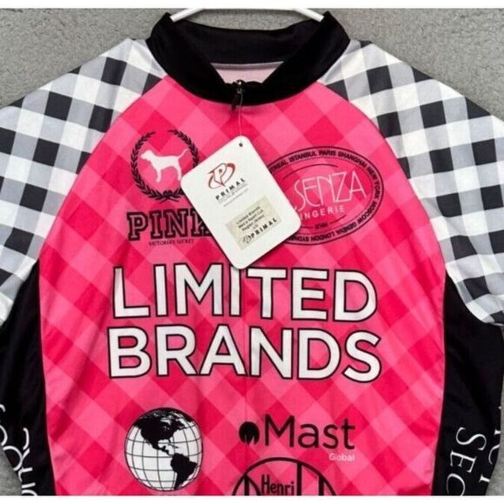 Primal Shirt Adult Large Pink White Colorblock Cycling Jersey Activewear Men NEW